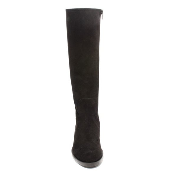 Luca Grossi 289 Black Suede Leather Stretch Zip-Up Knee High Boots - Picture 7 of 8